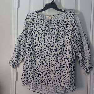 Como Blu Floral Floral Flutter Lace Trim Blouse Sz 1X